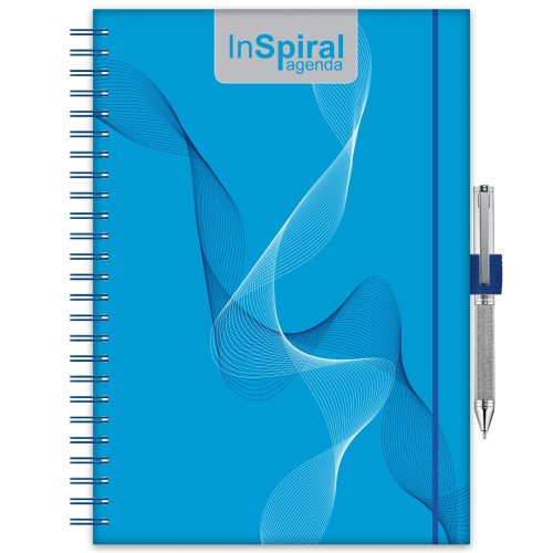 Határidőnapló InSpiral A5 heti, fehér lapokkal kék-kék Dayliner 2026.