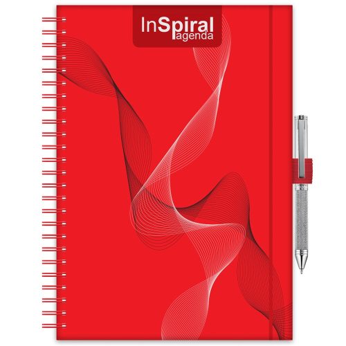 Határidőnapló InSpiral A5 heti, fehér lapokkal piros-piros Dayliner 2026.