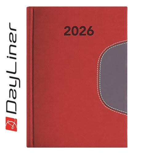 Határidőnapló Memphis B6 heti, fehér lapokkal piros-szürke Dayliner 2026.