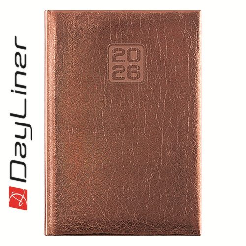 Határidőnapló Mirror A5 napi, fehér lapokkal bronz Dayliner 2026.