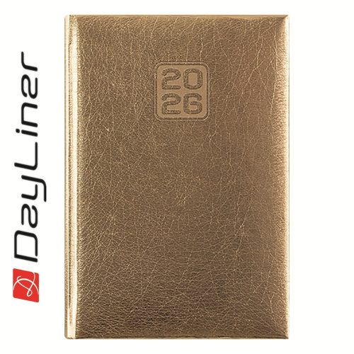 Határidőnapló Mirror B6 heti, fehér lapokkal arany Dayliner 2026.