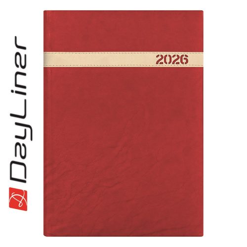 Határidőnapló The Boss A5 napi, fehér lapokkal bordó Dayliner 2026.