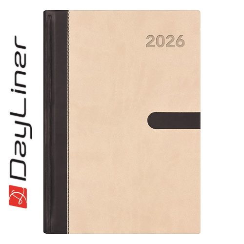 Határidőnapló Winner A5 napi, fehér lapokkal bézs Dayliner 2026.
