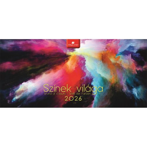 Képes asztali naptár Színek világa 320 x 150 mm, fehér lapokkal fekvő fehér karton tartóval Dayliner 2026.