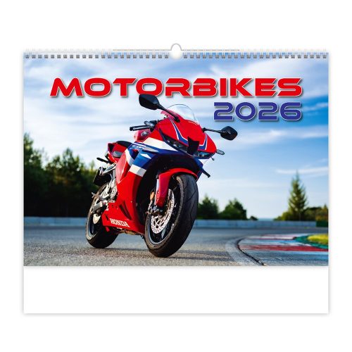 Falinaptár képes 450 × 315 mm, fehér lapokkal Motorbikes Dayliner 2026.