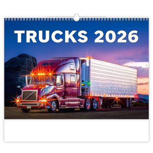 Falinaptár képes 450 × 315 mm, fehér lapokkal Trucks in Action Dayliner 2026.
