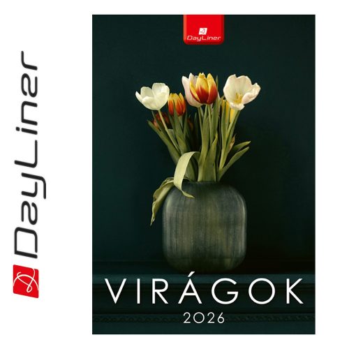 Falinaptár képes 230 x 330 mm, fehér lapokkal Virágok Dayliner 2026.