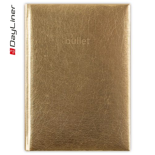 Keménytáblás notesz pontozott vonalozással Mirror A5 Bullet, fehér lapokkal arany Dayliner 2026.