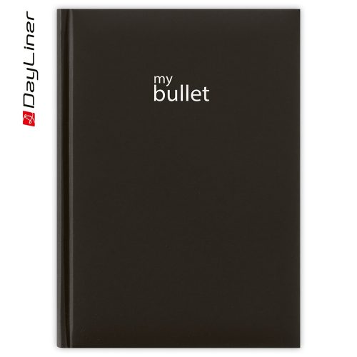 Keménytáblás notesz pontozott vonalozással Pannon A5 Bullet, fehér lapokkal fekete Dayliner 2026.