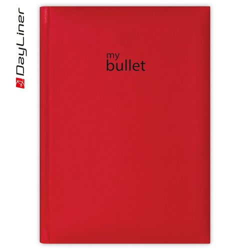 Keménytáblás notesz pontozott vonalozással Pannon A5 Bullet, fehér lapokkal piros Dayliner 2026.