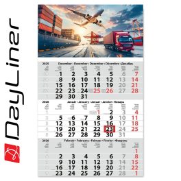   Speditőr naptár 1 tömb, 3 hónap Primus Classic 300 × 480 mm, fehér lapokkal Logisztika Dayliner 2026.