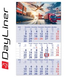   Speditőr naptár 1 tömb, 3 hónap Primus Club 300 × 480 mm, fehér lapokkal Logisztika Dayliner 2026.
