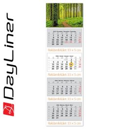   Speditőr naptár 4 tömb, 4 hónap SP-4 330 × 1100 mm, fehér lapokkal Erdő Dayliner 2026.