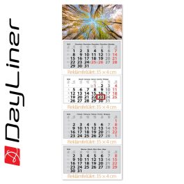   Speditőr naptár 4 tömb, 4 hónap Szuper Maxi 350 × 1025 mm, fehér lapokkal Erdő Dayliner 2026.