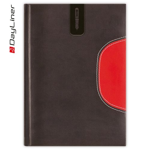 Tárgyalási napló Memphis B5 napló, fehér lapokkal fekete-piros Dayliner 2026.