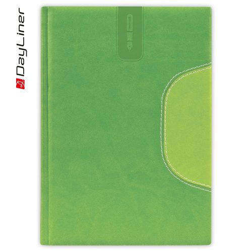 Tárgyalási napló Memphis B5 napló, fehér lapokkal zöld-zöld Dayliner 2026.