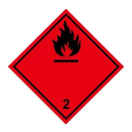   Információs címke, papír Gyúlékony gázok 2.1 10cmx10cm 300db/tekercs