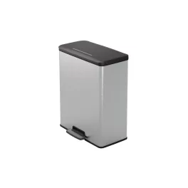   Szemetes kuka pedálos fémhatású műanyag 70 liter literes Fekete/ezüst Deco Bin_Curver