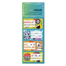   Füzetcímke 12db-os, Vicces szörnyek, vegyes minták, Nebulo
