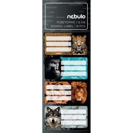 Füzetcímke 12db-os, Vadállatok, vegyes minták, Nebulo