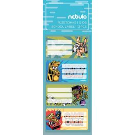 Füzetcímke 12db-os, Gamer, vegyes minták, Nebulo