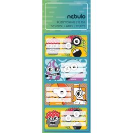   Füzetcímke 12db-os, Vicces szörnyek, vegyes minták, Nebulo