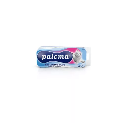 Toalettpapír 3 rétegű 100% cellulóz 150 lap/tekercs 10 tekercs/csomag Exclusive Plus Paloma parfüm