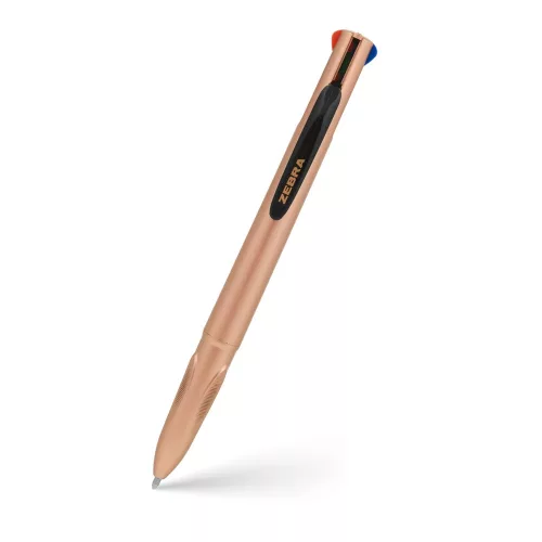 Golyóstoll 1 mm, négyszínű, Zebra Smooth, rose gold