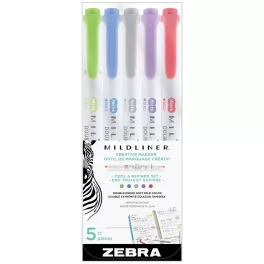   Szövegkiemelő készlet, 1,4/4 mm, kétvégű Zebra Mildliner Cool & Refined 5 szín
