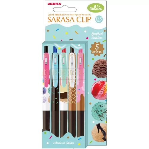 Zseléstoll 0,7 mm Zebra Sarasa Clip Ice Cream, 5 különböző szín