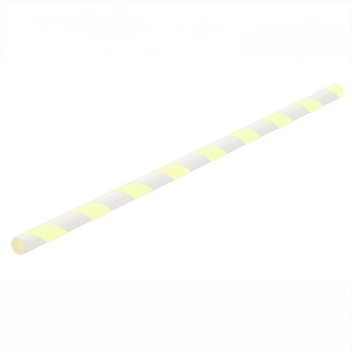 Szívószál papír 8 x 230 mm 250 db/csomag citromsárga / fehér csíkos