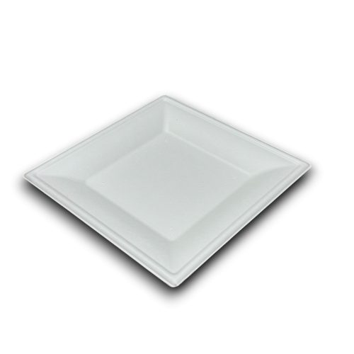 Papírtányér szögletes 26 x 26 cm komposztálható cukornád 50 db/csomag natúr