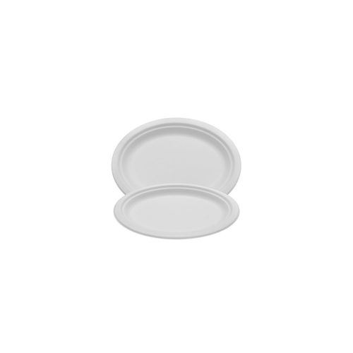 Papírtányér ovális 25,4  x 19,05 cm komposztálható cukornád 125 db/csomag natúr