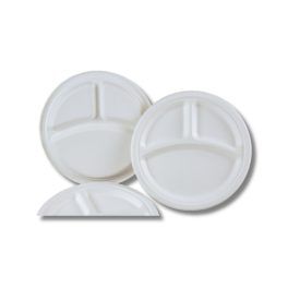   Papírtányér 3 részes 25,4 cm komposztálható cukornád 125 db/csomag natúr