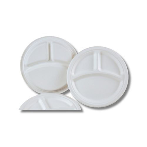 Papírtányér 3 részes 25,4 cm komposztálható cukornád 125 db/csomag natúr