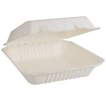 Papírdoboz ételes 22,86 x 15,24 x 8,12 cm komposztálható cukornád 125 db/csomag natúr