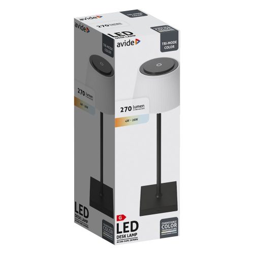 Asztali LED lámpa, USB, 4W, 4000K, AVIDE, fekete
