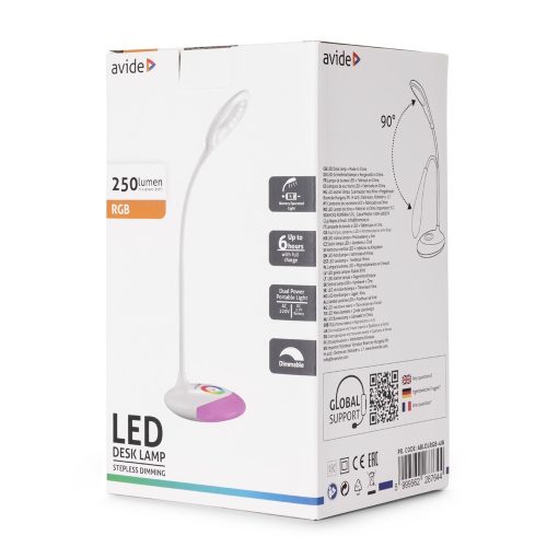 Asztali LED lámpa, RGB, 4W, 4000K, AVIDE, fehér