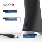 Asztali LED lámpa, kijelzős, 6W, 5000K, AVIDE, fekete