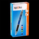 Golyóstoll nyomógombos Spoko, vegyes testszín, írásszín kék