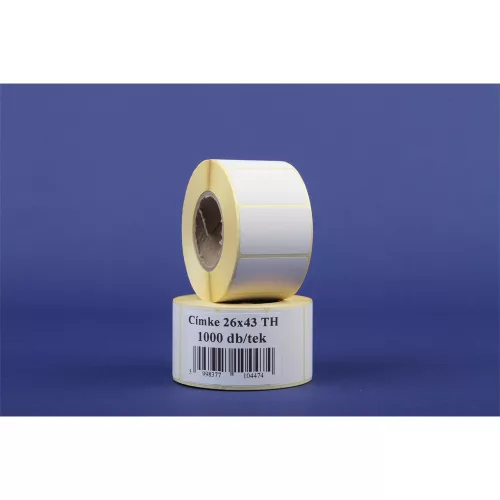 Etikett thermo 26x43mm, tekercses 1000 címke/tekercs