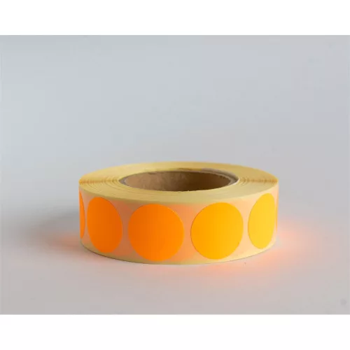 Etikett címke, 20mm, körcímke tekercses 1000 db/tekercs fluo narancs
