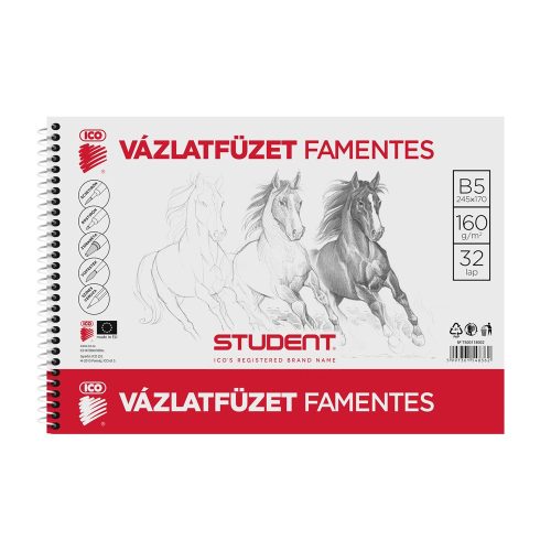 Vázlatfüzet B5 160g. famentes Student