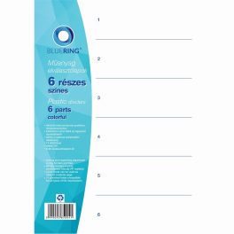 Elválasztólap, színes műanyag 6 részes Bluering®