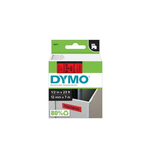 Feliratozógép szalag Dymo D1 S0720570/45017 12mmx7m, ORIGINAL, fekete/piros