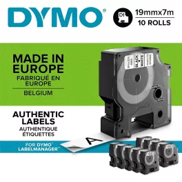   Feliratozógép szalag készlet Dymo D1 2093098 19mmx7m, ORIGINAL, fekete/fehér