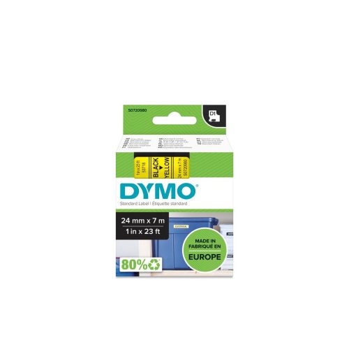 Feliratozógép szalag Dymo D1 S0720980/53718 24mmx7m, ORIGINAL, fekete/sárga