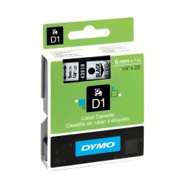   Feliratozógép szalag Dymo D1 S0720770/43610 6mmx7m, ORIGINAL, fekete/átlátszó