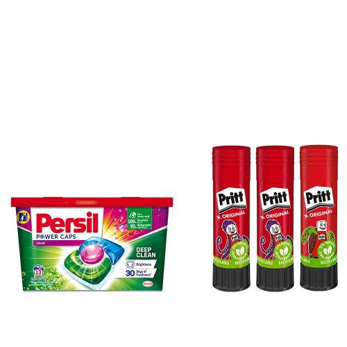 Ragasztóstift 22 g AKCIÓS CSOMAG +Persil Discs Color mosókapszula 72x22 g (6x12 db ) stift Pritt