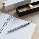 Golyóstoll 0,8mm, fém, rozsdamentes acél test, díszdobozban Bluering Metal, írásszín kék